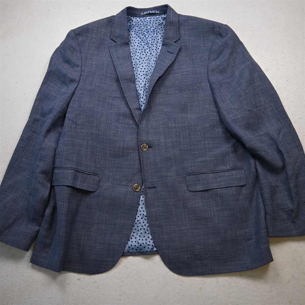 Sand Copenhagen 46R Blue Blanketweave Wool Linen Soft Shoulder Blazer Sport Coat